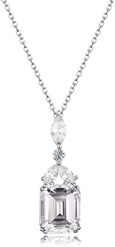 925 Sterling Silver Clear Cubic Zirconia Pendant Necklace 15.7"