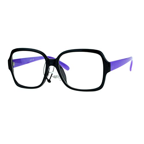 Nerd Eyewear Clear Lens Glasses Square Frame Hipster Eyeglasses Black Purple