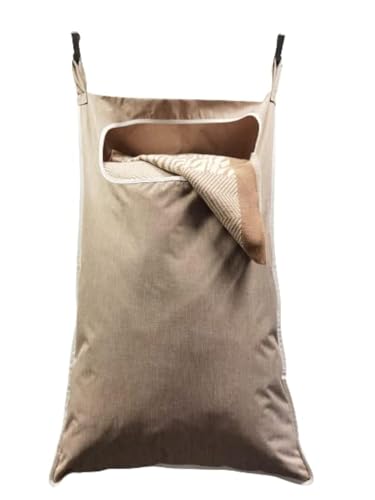 GORISEN Laundry Collector, Laundry Hamper, Door Hanging Laundry bag with hooks (Melange Kahki, 55 Liters)