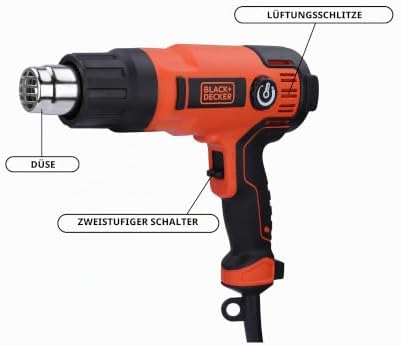 2.000W Heissluftgerät KX2200K (mit 2-stufigem Sicherheitsschalter, stufenlose Temperatureinstellung, Abschaltautomatik, inkl. 8-teiliges Zubehör)