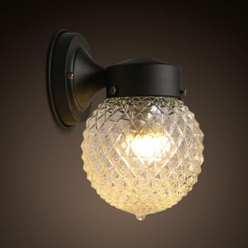 LongGu Simple round iron glass, spherical lampshade, single head LED wall lamp