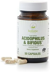 Holistic Vitals Dual Action Acidophilus &amp; Bifidus Probiotic, 50 count, gluten free easily digesting soft gel capsules