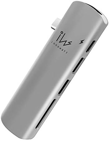 innowatt USB C Hub Adapter 6-in-1 Dongle with USB C PD Charging 4K HDMI Dual USB 3.1 5Gbps SD MicroSD Compatible with iPad Pro 2018 2019 MacBook Pro Air Surface Go Samsung Galaxy Note Huawei (Silver)