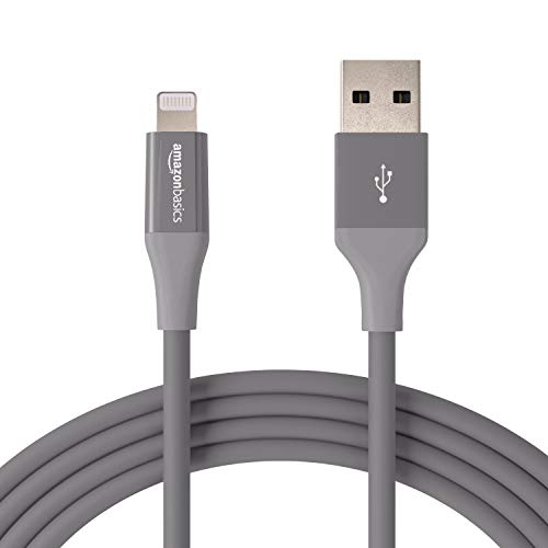 AmazonBasics Lightning to USB A Cable, Advanced Collection, MFi Certified iPhone Charger, Grey, 10 Foot