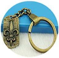 Men Jewelry Key Chain, New Fashion Metal Key Chains Accessory, Vintage one sided square shape fleur de lis tag Key Rings