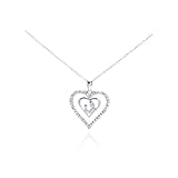 Nickel Free Silver Necklaces Cz Open Heart Mom And Child Necklace Rhodium Plated 925 Silver Dimensions: Height: 24.72Mm Width: 24.29Mm Bail Length: 7.74Mm Stones: Cubic Zerconia Adjustable 16