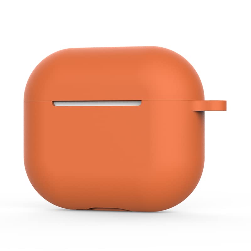 AirPods 3 Case Silicone Protective Case and Skin Case for AirPods 3 [Front LED Visible] [Wireless Charging] Compatible with AirPods 3 2021 (Has Ears, Without Carabiner, Orange)