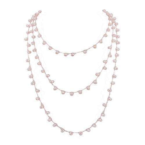 Bocar Long Handmade Beaded 74" Necklace for Women Gift (NK-10462-pink)