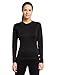 Hot Chillys Women's Peach Skins Solid Crewneck Lightweight Relaxed Fit Base Layer | Moisture-Wicking Long Sleeve Thermal Top, Black, Size: S