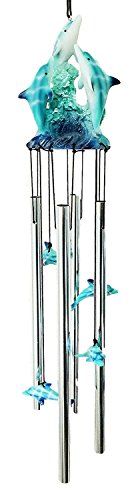 Three Dolphins Launching Above Water Resonant Relaxing Wind Chime Garden Patio