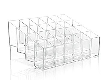 Lingstar 24 Stand Transparent Plastic Trapezoid Acrylic Makeup Cosmetic Organizer Display Stand