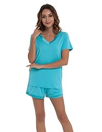 NEIWAI - Pijama de manga corta para mujer con cuello en V, de bambú, S-4X