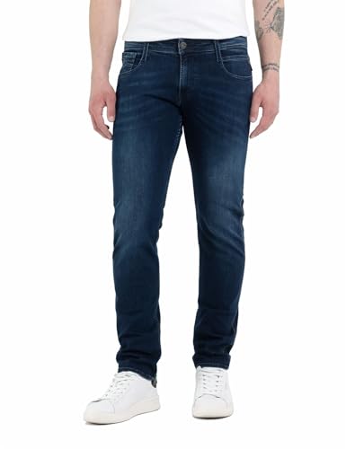 Replay Jeans da Uomo Anbass Slim-Fit Hyperflex con Elasticità, Blu (Blu Scuro 007), 28W / 34L