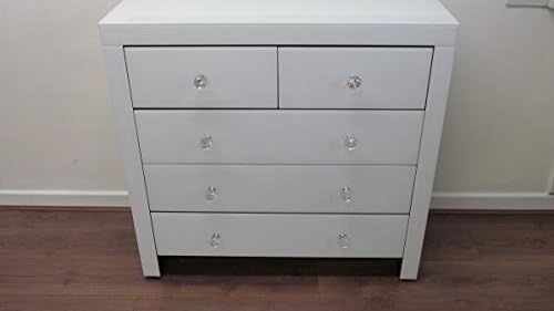 Sophie Rose Range White Glass Venetian Mirror Chest 5 Drawers