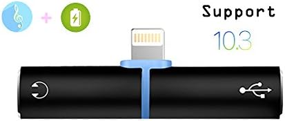 Onesall Lightning Digital Audio Adapter &amp; Charging Splitter, 2 in 1 Lightning to 3.5mm Headphone Aux Adapter &amp; 2A Charging Converter for iPhone 7,7Plus(Black)