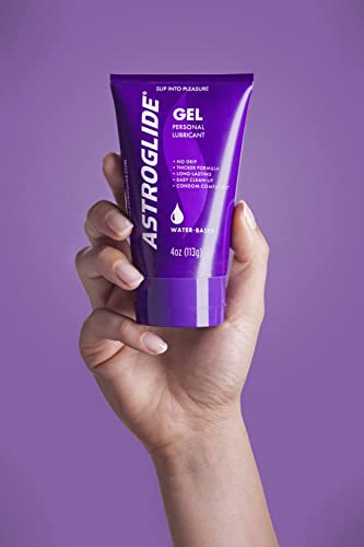 ASTROGLIDE WATER BASED LUBE (4OZ), ULTRA GENTLE GEL PERSONAL LUBRICANT FOR VAGINAL AND ANAL SEX, STAYS PUT WITH NO DRIP FOR MEN, WOMEN AND COUPLES, SAFE FOR TOYS