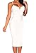 ZKESS Women's Sleeveless/Long Sleeve Plunging V Neck Cocktail Bodycon Dress (Large Size, White)