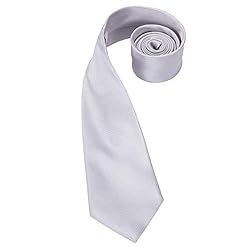 Hi-Tie Mens Silver Tie Set Woven Light Gray Silk