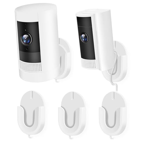No Drill Wall Mount Compatible with Stick Up Cam and Ring/Indoor Cam, Strong Adhesive and No Screws Indoor Camera Mount(3Pack,White)