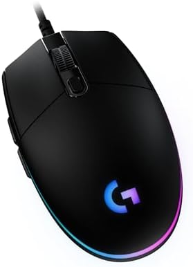 Logitech G203 Wired Gaming Mouse, 8,000 DPI, Rainbow Optical Effect LIGHTSYNC RGB, 6 Programmable Buttons, On-Board Memory, Screen Mapping, PC/Mac Computer and Laptop Compatible - Black