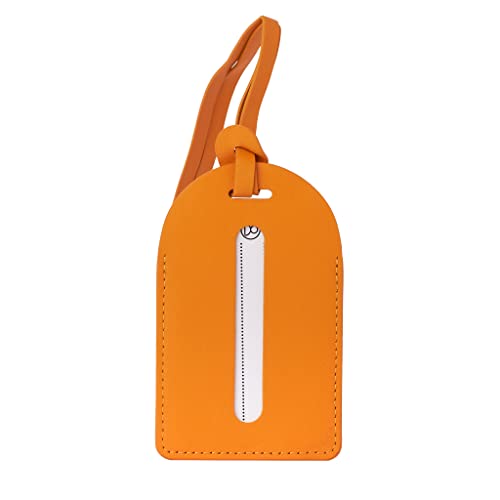 Wasama Genuine Leather Luggage Tag | Travel Baggage Tag | Durable Strap & Privacy Flap (Coral Orange)