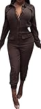 Chuanqi Women's Long Sleeve Zip Lapel Jumpsuit