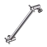 KES Shower Arm, Extension 10 Inch Adjustable (Brass High Flow Brushed) G 1/2 Universal Showering Components, PSA10S10-2