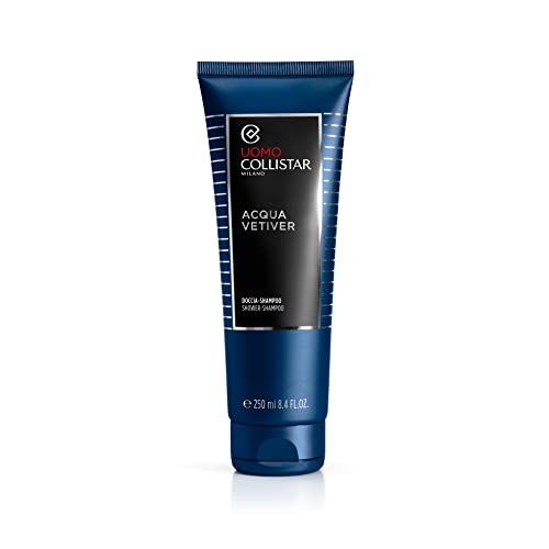 Collistar Acqua Vetiver Shower Gel Shampoo for Men, Cleanses Body and Hair, Nourishes and Moisturises Without SLES, 250 ml