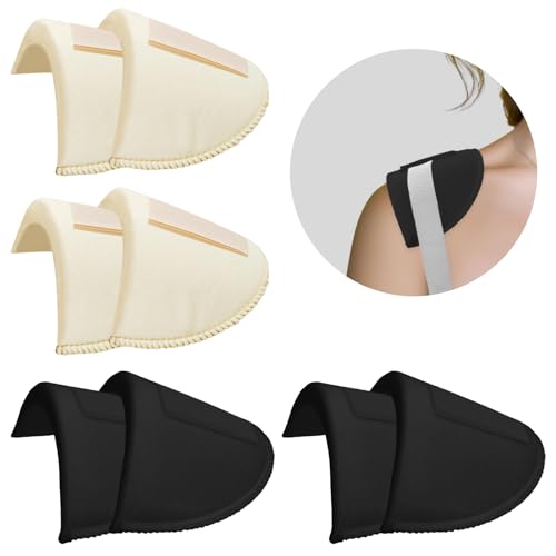 Zaruatu 4 Pairs Set-in Shoulder Pads 1.5cm Thickening Foam Shoulder Pads for Womens Clothing Sewing Supplies Breathable Sponge Pads for Sloping High Low Shoulders Blazer Suit (Black & Skin)