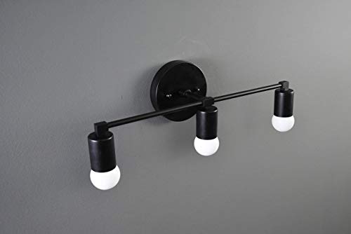Handmade in U.S.A. Bathroom Vanity Sconce Matte Black Mid Century Modern Downward 3 Light Wall Sconce