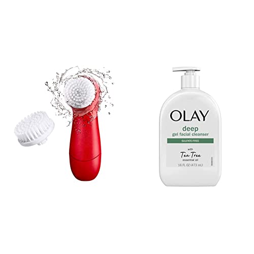 Facial Cleansing Brush by Olay Regenerist, Face Brush with 2 Brush Heads and Deep Gel Facial