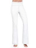 ODODOS Power Flex Boot Cut Yoga Pants Tummy Control Workout Running 4 way Stretch Boot Leg Yoga Pantss With Hidden Pocket,White,Large