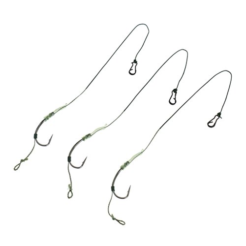 MagiDeal Crochet de Pêche à la Carpe Inoxydable avec Ligne Tressée de 22cm Accessoires Bas de Ligne Equipement de Pêche