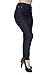 UNIQUE STYLES ASFOOR Womens Stretch Jeggings High Waist Jean Look Leggings Slim Fit with Pockets Plus Size Stretch Pants Navy Blue
