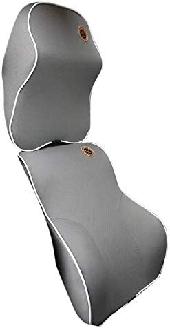 車のクッション 腰のクッション 首の枕 首の過度な疲労を保護し 腰の圧力を軽減し 腰の頭の疲労による痛みを防止し 四季利用可能で 低リターン オフィス 椅子 車 すべて利用可能で 取り付けベルトの調節が可能で 洗い出しが簡単です グレー