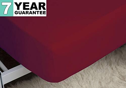 Belledorm Red Fitted Sheet, 200 Thread Count Percale, Mattress Depth 28cm (King Size)