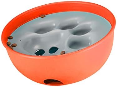 Bibao Tumbler Feeder Dog Bowl,Interactive Feeder, Funny Slow Eating Feed Pet Dog Dish (Orange)