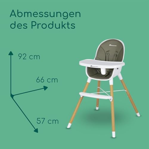 Avista Babyhochstuhl, mit Polsterung und Tablett, ab 6 Monaten, Tragkraft 30 kg, Mineral Green
