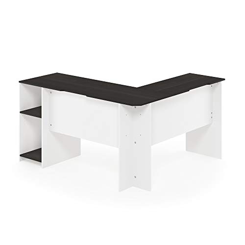 Furinno Indo LShaped Desk, Espresso/White Pricepulse