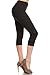 Leggings Depot Women's Popular Capri Cropped REGULAR and PLUS Printed High Waist Leggings Batch4 (Regular (Size 0-12), Solid Black)