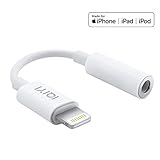 [Apple MFi Certified] Lightning to 3.5 mm Headphone Jack Adapter Compatible with iPhone 8/8 Plus/X/Xr/Xs/7/7 Plus, Music Control & Calling Function Supported,Support iOS 11,10.3 and More - White