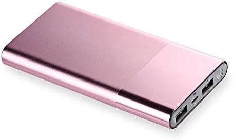 Goldyqin High Capacity 12000mAh Portable Power Bank External Battery Charger with 2 USB Ports Ultra Slim Mobile Phone Charger Light - Rose-Gold