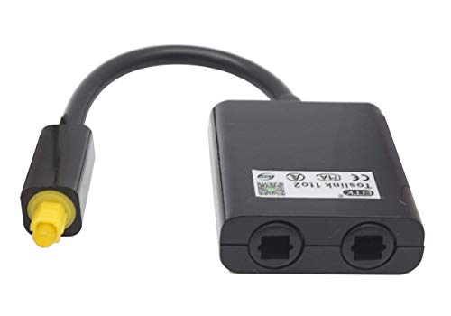 C-zone Black 2 Way Digital Toslink Optical Fiber SPDIF Audio Y Splitter 1 to 2 Cable Adapter DVD CD