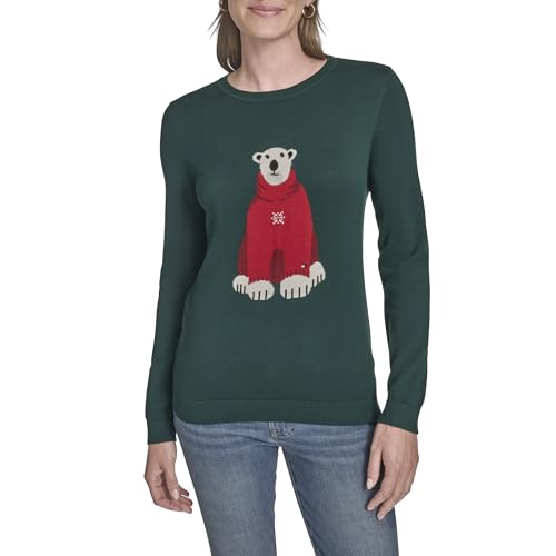 Tommy Hilfiger Women's Sportswear Cotton Crewneck Graphic Sweater, Forest Multi…