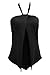 Women Solid Halter Neck Wrap One Piece Swimwear Monokini Black XL