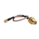 DHT Electronics RF coaxial coax cable assembly SMA female to MCX male right angle 12''