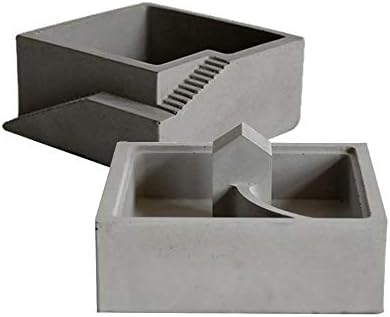 Set of two Concrete planters for succulents and moss-Cement flower pot for desktop micro garden