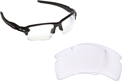Seek Optics Replacement Lenses for Oakley FLAK 2.0 XL, Crystal Clear Non-polarized