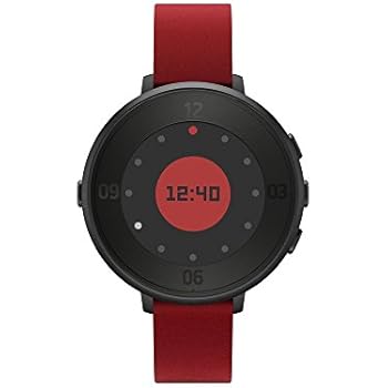 Pebble Time Round 14mm Smartwatch for Apple/Android Devices - Black/Red