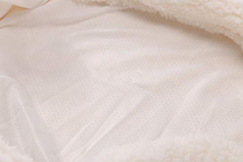 Baby Receiving Blanket, Hooded Cotton Plush Swaddle Blanket, Newborn Cute Sleeping Bag Sack Unisex Stroller Wrap for Baby Boys and Girls (White)